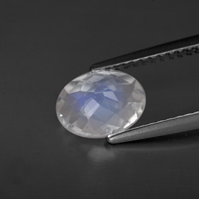 Pierre de lune arc-en-ciel Bleu blanc naturelle Coupe ovale, 1.08 ct, VS