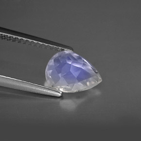 Pierre de lune arc-en-ciel blanc naturelle en forme de poire, 1,26 ct, VS