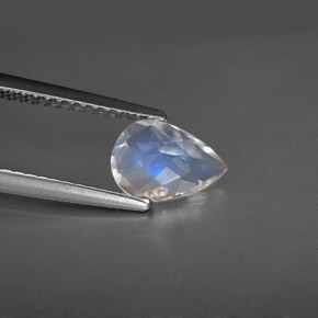Pierre de lune arc-en-ciel blanc naturelle en forme de poire, 0,79 ct, VS