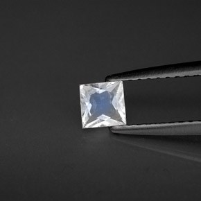 Pierre de lune arc-en-ciel Bleu blanc naturelle Carré, 0.23 ct, VS
