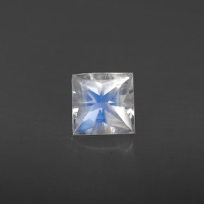 Pierre de lune arc-en-ciel blanc naturelle carré, 0,62 ct, VS
