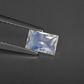 Pierre de lune arc-en-ciel blanc naturelle baguette, 0,44 ct, VS