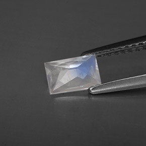 Pierre de lune arc-en-ciel blanc naturelle baguette, 0,44 ct, VS