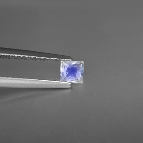 Pierre de lune arc-en-ciel Bleu blanc naturelle Carré, 0.20 ct, VS