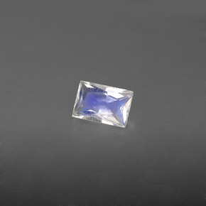 Pierre de lune arc-en-ciel blanc naturelle baguette, 0,51 ct, VS