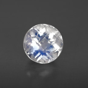 Pierre de lune arc-en-ciel blanc naturelle coupe roude, 1,44 ct, VS