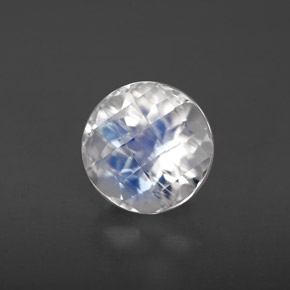 Pierre de lune arc-en-ciel blanc naturelle coupe roude, 1,44 ct, VS