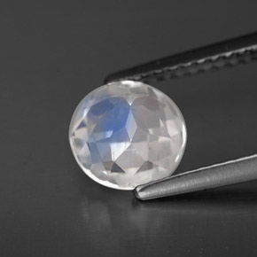 Pierre de lune arc-en-ciel blanc naturelle coupe roude, 1,44 ct, VS