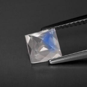 Pierre de lune arc-en-ciel Bleu blanc naturelle Carré, 1.11 ct, VS