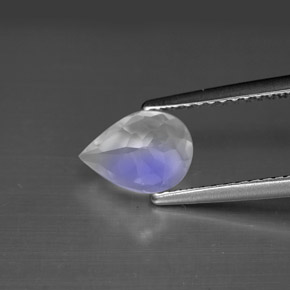 Pierre de lune arc-en-ciel blanc naturelle en forme de poire, 0,95 ct, VS
