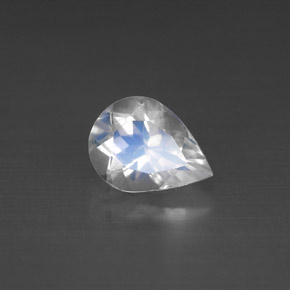 Pierre de lune arc-en-ciel blanc naturelle en forme de poire, 1,02 ct, VS