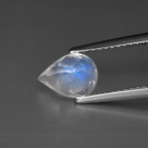 Pierre de lune arc-en-ciel blanc naturelle en forme de poire, 1,02 ct, VS