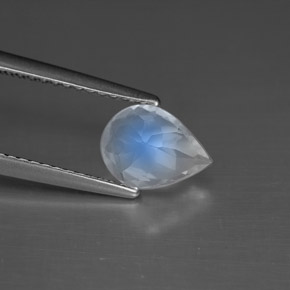 Pierre de lune arc-en-ciel blanc naturelle en forme de poire, 0,93 ct, VS