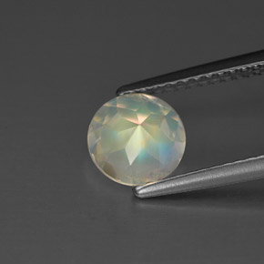Pierre de lune arc-en-ciel blanc naturelle coupe roude, 0,97 ct, VS
