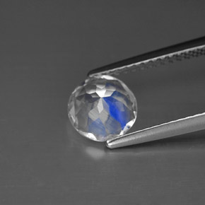 Pierre de lune arc-en-ciel Bleu blanc naturelle Coupe roude, 1.03 ct, VS