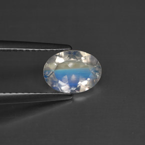 Pierre de lune arc-en-ciel Bleu blanc naturelle Coupe ovale, 0.88 ct, VS