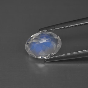 Pierre de lune arc-en-ciel blanc naturelle coupe ovale, 0,92 ct, VS