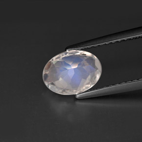 Pierre de lune arc-en-ciel blanc naturelle coupe ovale, 1,14 ct, VS