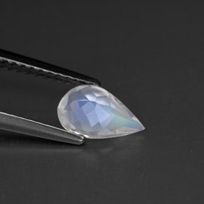 Pierre de lune arc-en-ciel blanc naturelle en forme de poire, 0,66 ct, VS