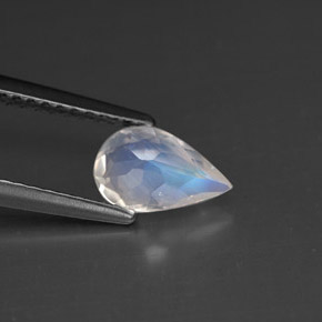 Pierre de lune arc-en-ciel blanc naturelle en forme de poire, 0,70 ct, VS