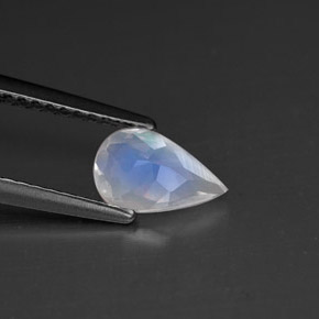 Pierre de lune arc-en-ciel blanc naturelle en forme de poire, 0,61 ct, VS