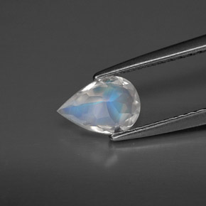 Pierre de lune arc-en-ciel blanc naturelle transparent, 0,50 ct, transparent / translucide