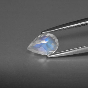 Pierre de lune arc-en-ciel blanc naturelle transparent, 0,50 ct, transparent / translucide