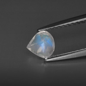 Pierre de lune arc-en-ciel blanc naturelle transparent, 0,35 ct, transparent / translucide