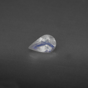 Pierre de lune arc-en-ciel bleu et blanc naturelle transparent, 0,36 ct, transparent / translucide