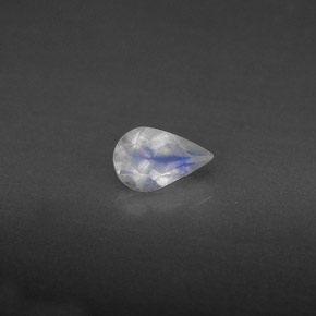 Pierre de lune arc-en-ciel bleu et blanc naturelle transparent, 0,36 ct, transparent / translucide