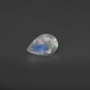 Pierre de lune arc-en-ciel blanc naturelle transparent, 0,37 ct, transparent / translucide