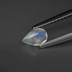 Pierre de lune arc-en-ciel blanc naturelle transparent, 0,37 ct, transparent / translucide
