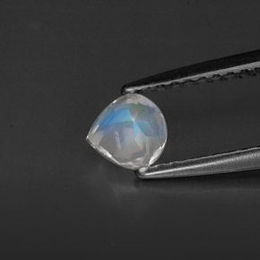 Pierre de lune arc-en-ciel blanc naturelle transparent, 0,33 ct, transparent / translucide