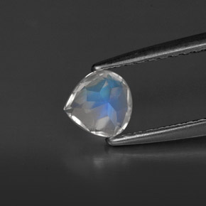 Pierre de lune arc-en-ciel blanc naturelle transparent, 0,40 ct, transparent / translucide