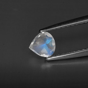 Pierre de lune arc-en-ciel bleu blanc naturelle transparent, 0,28 ct, transparent / translucide