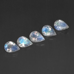 Achetez naturel ct Bleu blanc Pierre de lune arc-en-ciel gems, Transparent, En provenance Inde chez GemSelect. En stock, livraison internationale!