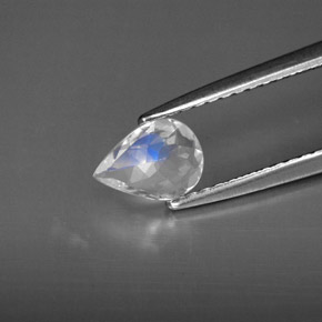 Pierre de lune arc-en-ciel blanc naturelle transparent, 0,43 ct, transparent / translucide