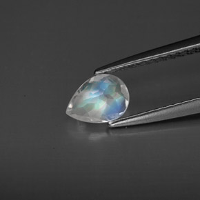 Pierre de lune arc-en-ciel blanc naturelle transparent, 0,44 ct, transparent / translucide
