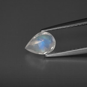 Pierre de lune arc-en-ciel blanc naturelle transparent, 0,59 ct, transparent / translucide