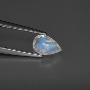 Pierre de lune arc-en-ciel blanc naturelle transparent, 0,44 ct, transparent / translucide