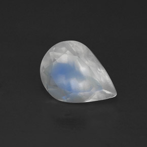 Pierre de lune arc-en-ciel blanc naturelle transparent, 0,99 ct, transparent / translucide