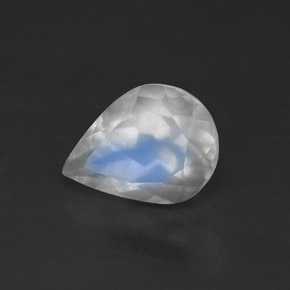 Pierre de lune arc-en-ciel blanc naturelle transparent, 0,99 ct, transparent / translucide