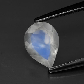 Pierre de lune arc-en-ciel blanc naturelle transparent, 0,95 ct, transparent / translucide