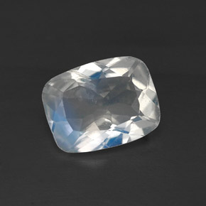 Pierre de lune arc-en-ciel blanc naturelle transparent, 1,06 ct, transparent / translucide