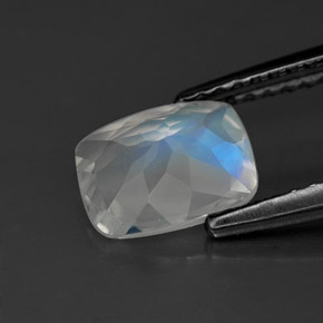 Pierre de lune arc-en-ciel blanc naturelle transparent, 1,06 ct, transparent / translucide