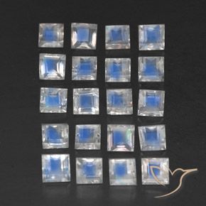 Shop natural 3.64ct Blanc bleuâtre Pierre de lune arc-en-ciel gems, Carré, from Sri Lanka at GemSelect. In stock, global shipping!