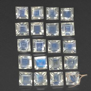 Shop natural 3.12ct Blanc bleuâtre Pierre de lune arc-en-ciel gems, Carré, from Inde at GemSelect. In stock, global shipping!