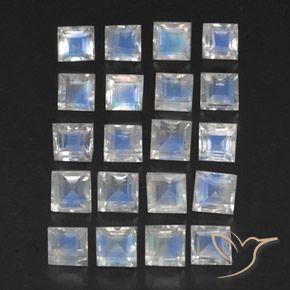 Shop natural 3.36ct Blanc bleuâtre Pierre de lune arc-en-ciel gems, Carré, from Inde at GemSelect. In stock, global shipping!