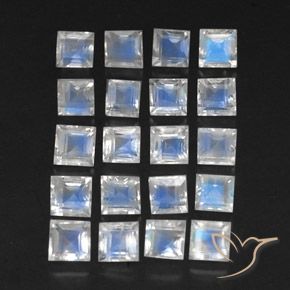 Shop natural 3.40ct Blanc bleuâtre Pierre de lune arc-en-ciel gems, Carré, from Inde at GemSelect. In stock, global shipping!