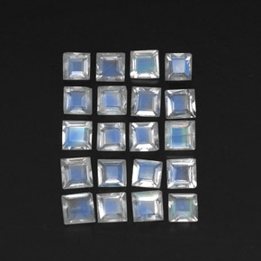 Achetez naturel 2,51ct blanc pierre de lune arc-en-ciel gems, carré, en provenance inde chez gemselect. en stock, livraison internationale!